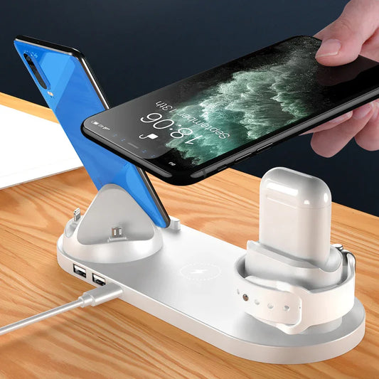 Wireless Charger For IPhone Fast Charger For Phone Fast Charging Pad For Phone Watch 6 In 1 Charging Dock Station - Image #0