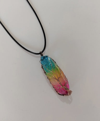 Hot Selling Stone Crystal Pillar Tree Of Life Pendant Ins Fashion Necklace - Image #0