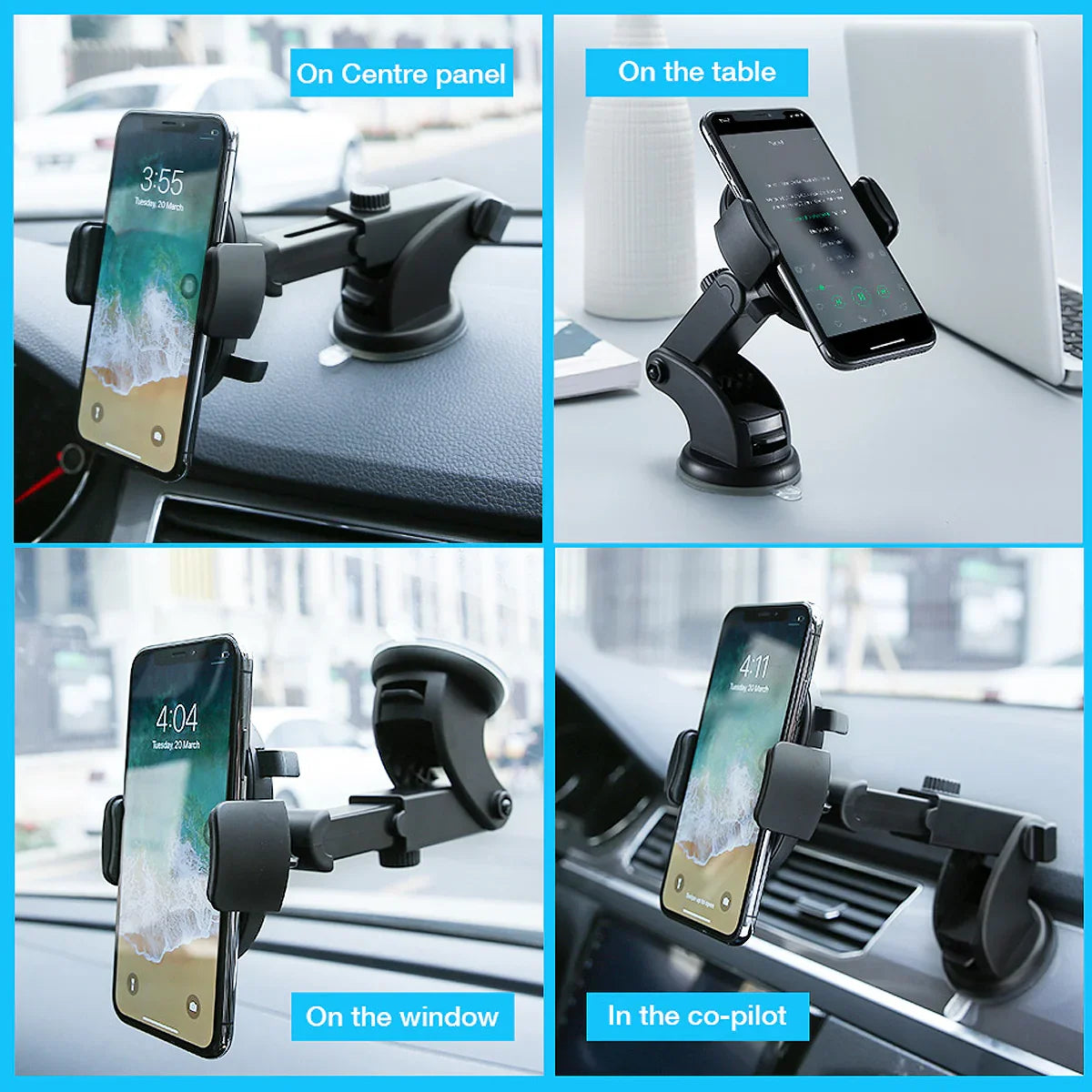 Car Phone Holder Long Rod Telescopic Car Dashboard Suction Cup Type - Image #0