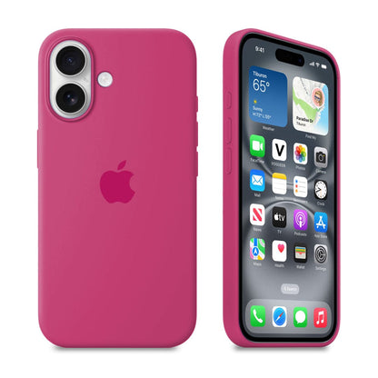 Pink phone case with Apple logo on a white background