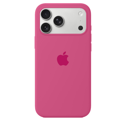 Pink phone case with Apple logo on a white background